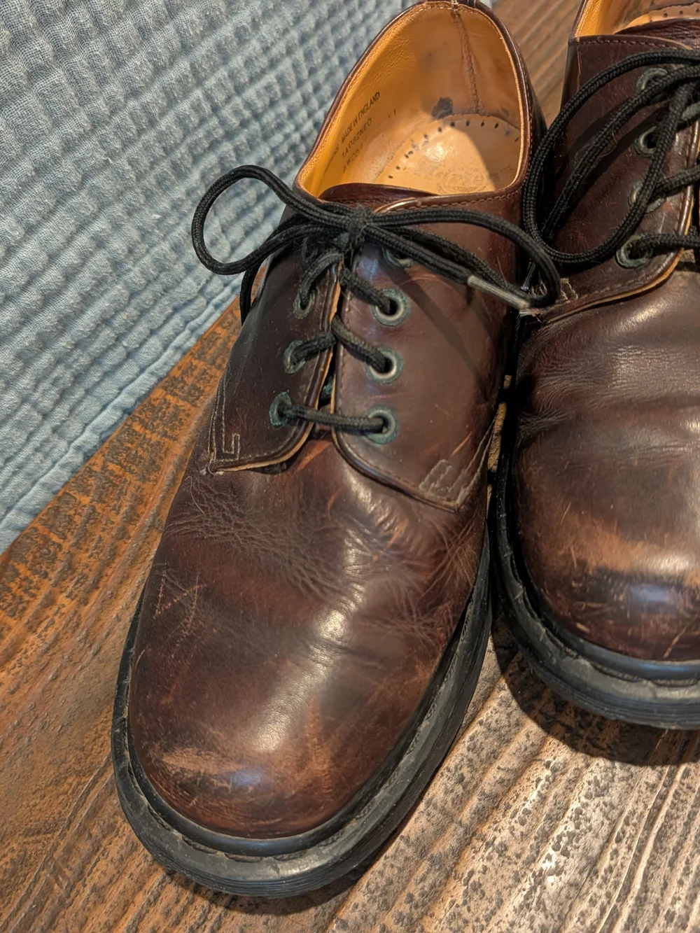 Dr. Martens Brown Leather Derby Shoes with Black Laces